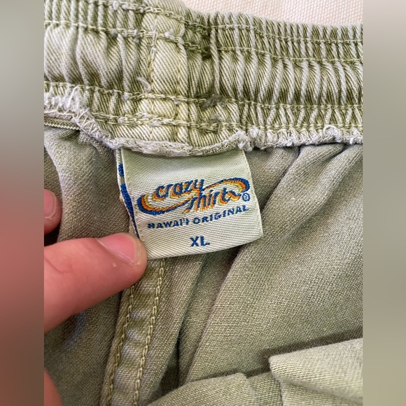 Crazy Shirts Hawaiian Original Green Hemp Dyed Drawstring Shorts 100% Cotton XL - Picture 8 of 9